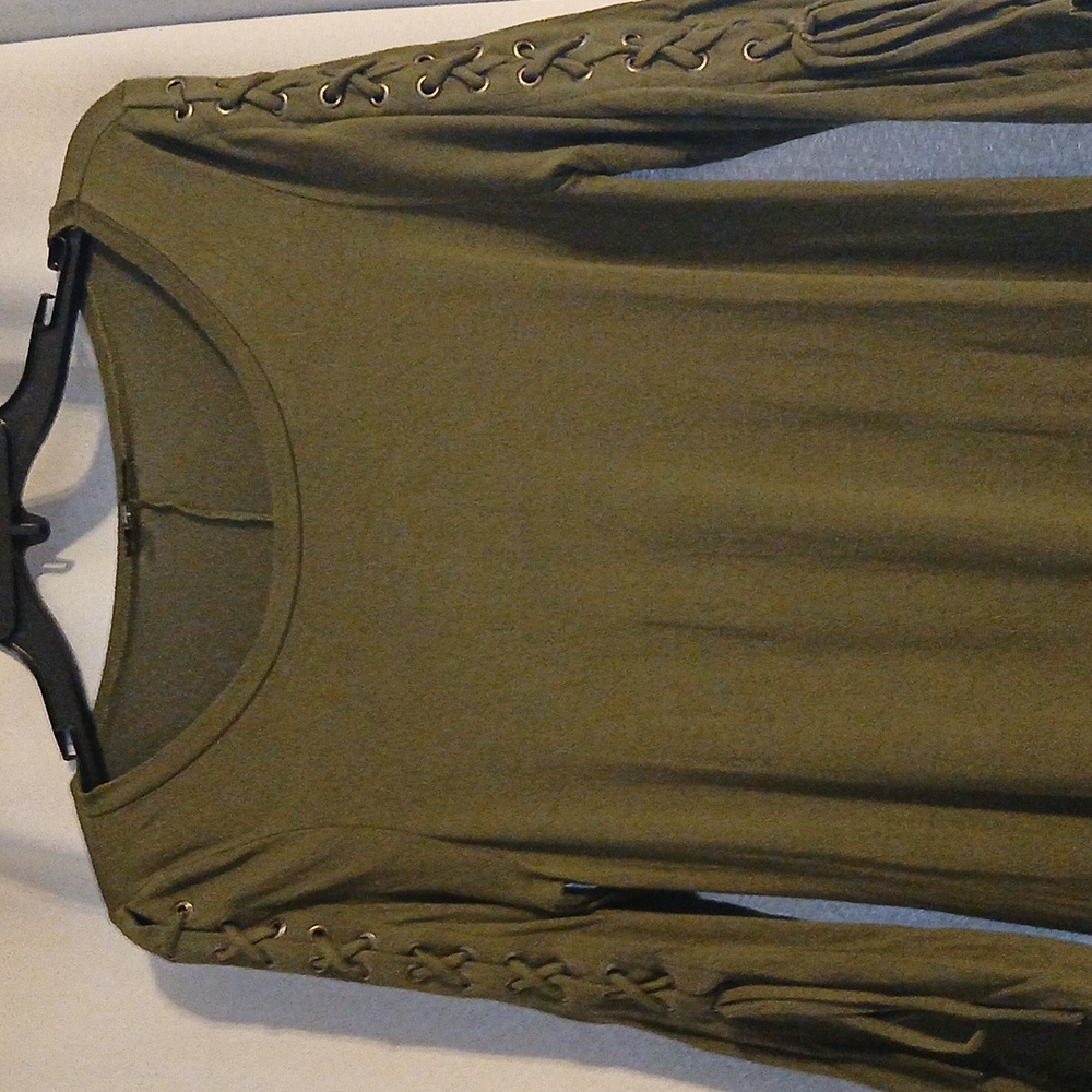 Express Olive Green lace up sleeve dress fairycore cottagecore S